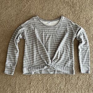 Gray Striped Long Sleeve Top